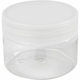 Plastic voorraadpotten, H: 5 cm, d 6,5 cm, 110 ml, 20 stuk/ 1 zak