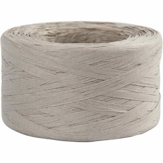 Papier Raffia - Papier Garen - Lichtgrijs - Breien, Haken, Weven, Decoratie - 100% Houtvezel - 7-8mm - 100m - 1 rol