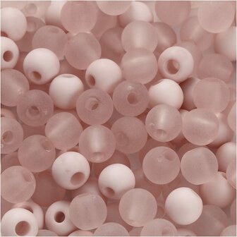 Plastic Kralen, roze, d 6 mm, gatgrootte 2 mm, 40 gr