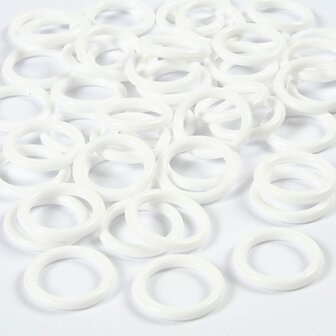 Witte Ringen - Plastic Ringetjes - Decoratie Ringen - DIY Kralen - 15 mm Ringen - 2 mm Dikte - 50 Stuks