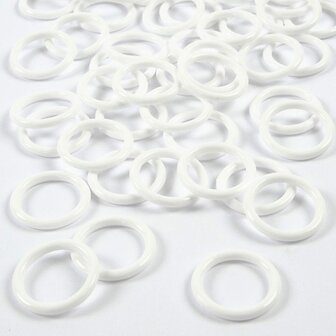 Plastic ring, wit, afm 19 mm, dikte 2,5 mm, 50 stuk