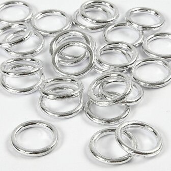 Plastic ring, zilver, afm 15 mm, dikte 2 mm, 25 stuk