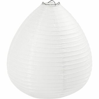 Rijstpapier Lamp Druppel - Druppelvormige Papieren Lamp - Lampionlamp Met Standaard - Wit - Dia: 25 cm - Creativ Company - 1 stuk