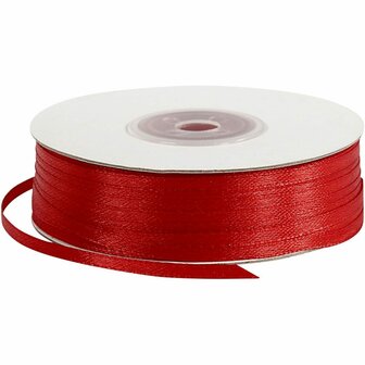 Satijnlint, rood, B: 3 mm, 100 m/ 1 rol