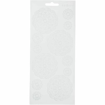 Stickers - wit - bloemen - 10x23 cm