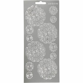 Stickers - zilver - bloemen - 10x23 cm