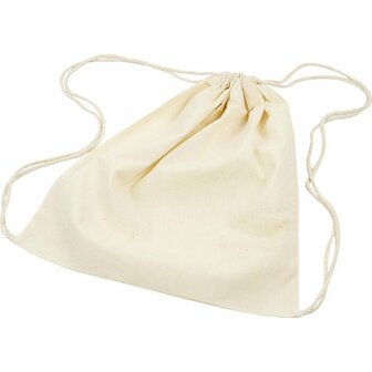 Tas met treksluiting, licht naturel, afm 37x41 cm, 115 gr, 3 stuk/ 1 doos