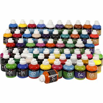 Acrylverf &ndash; Verschillende Kleuren &ndash; Acrylaatverf &ndash; Acrylic paint &ndash; Hobbyverf &ndash; Knutselen en Verven &ndash; Sneldrogend &ndash; 57x500 ml