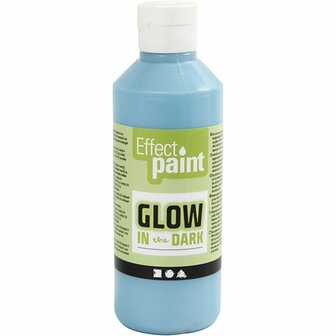 Acrylverf &ndash; Acrylaatverf &ndash; Acrylic paint &ndash; Hobbyverf &ndash; Knutselen en Verven &ndash; Sneldrogend &ndash; Glow In The Dark &ndash; Lichtgevende Verf &ndash; Effect Paint &ndash; Fluorescerend Lichtblauw &ndash; Creotime &ndash; 250 ml