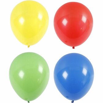 Ballonnen, blauw, groen, rood, geel, giga, d 41 cm, 4 stuk/ 1 doos