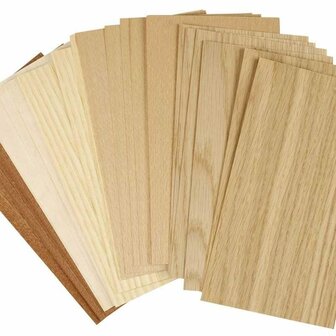 Bamboe Fineer - Hout Fineer - Naturel - Decoratie - Beuken, Eiken, Mahonie - Dikte 0,75mm - 12x22cm - 30 vellen