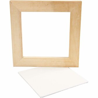 Canvas Paneel met Lijst, wit, D: 1,5 cm, afm 20,8x20,8 cm, 1 stuk