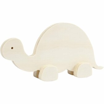 Dierfiguur Schildpad - Dierfiguur Schildpad - Hout - Naturel - 3,8x19x9,5cm - 1 Stuks