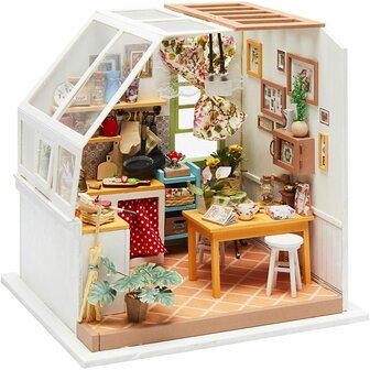 DIY Miniatuur kamer, Keuken, H: 18,7 cm, B: 19 cm, 1 stuk