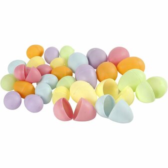 Eieren, pastelkleuren, H: 4,5+6 cm, d 3+4  cm, 180 stuk/ 1 doos