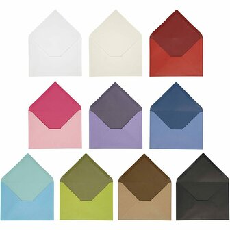 Envelop, diverse kleuren, afmeting envelop 11,5x16 cm, Inhoud kan vari&euml;ren , 100 gr, 30 doos/ 1 doos