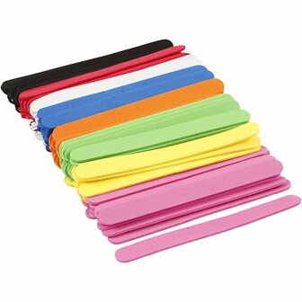 EVA foam ijsstokjes, diverse kleuren, L: 11,5 cm, B: 1 cm, dikte 2 mm, 120 stuk/ 1 doos