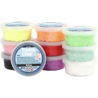 Foam Clay&reg;, diverse kleuren, glitter, 10x35 gr/ 1 doos