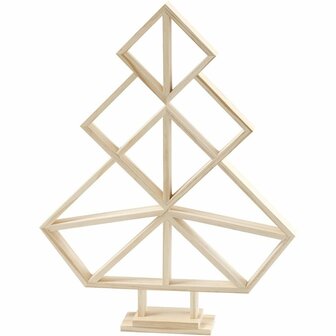 Geometrische kerstboom van hout, H: 40 cm, B: 31 cm, 1 stuk