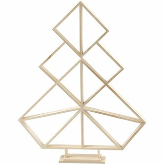 Geometrische kerstboom van hout, H: 60 cm, B: 47 cm, 1 stuk