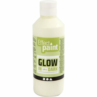 Glow in the dark, fluorescerende geel, 250 ml/ 1 fles