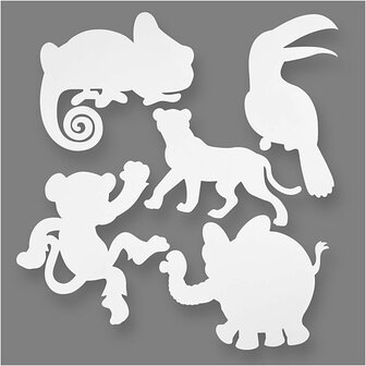 Jungledieren Teach Me - Kartonnen Dieren - Knutselen met Dieren - DIY Decoratie - Jungledieren Versieren - Karton 14-25 cm - Set van 16 Stuks