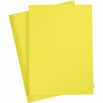 Karton - Hobbykarton - Geel - Sun Yellow - DIY - Knutselen - A4 - 21x29,7cm - 180 grams - Creotime - 20 vellen