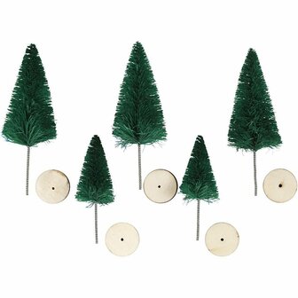 Miniatuur Kerstbomen - Groene Kerstbomen - Mini Kerstboom Decoratie - DIY Kerstversiering - 4-6 cm - Set van 5 Stuks