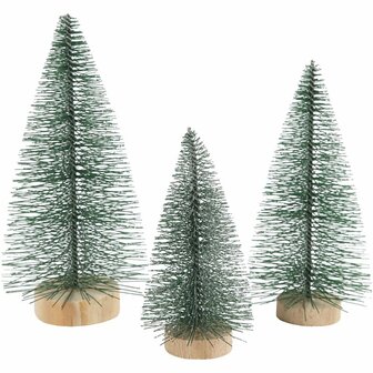 Kerstbomen, H: 10+13+14 cm, 3 stuk/ 1 doos