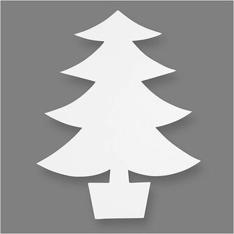 Kerstbomen, wit, H: 21,5 cm, B: 16,5 cm, 230 gr, 25 stuk/ 1 doos