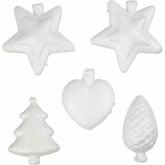 Kerstfiguren , wit, H: 7-8 cm, 5 stuk/ 1 doos