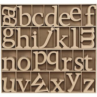 MDF Letters met Gratis Display - Houten Letters voor Decoratie - DIY MDF Letters - Hoogte 8 cm, Dikte 2 cm - Set van 112 Stuks