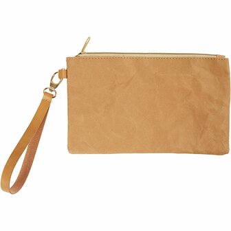 Faux Leather Clutch, lichtbruin, H: 18 cm, L: 21 cm, 350 gr, 1 stuk