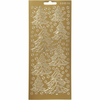 Stickers, goud, kerstboom, 10x23 cm, 1 vel