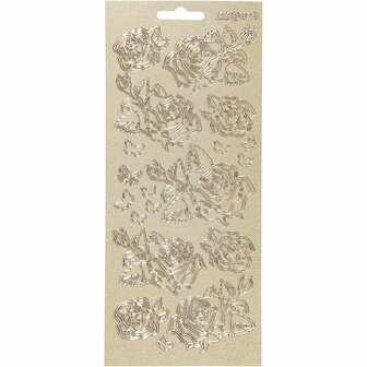 Stickers - Goud Rozen - 10x23 cm - Zelfklevend - Voor DIY en Kaarten Maken - 1 Vel