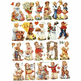 Vintage plaatjes, nostalgische kinderen, 16,5x23,5 cm, 2 vel/ 1 doos