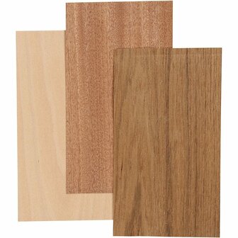 Bamboe Fineer - Beuken,eiken,mahonie - Decoratie Fineer - Afm: 12x22cm - Dikte: 0,75mm Creotime - 3 vellen