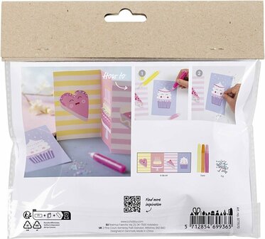 Mini Hobbyset Decoratie, pastel geel, pastel paars, pastel roze, Taartjes, 1 doos