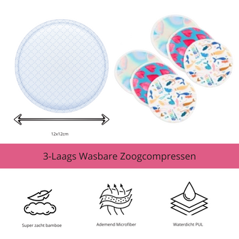 Wasbare Zoogcompressen Met Printje - Hartjes Vrolijke Kleuren En Zeemeerminnen - Multicolor - Met Zakje