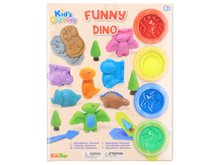 Klei Set Dino - Boetseerklei - Kid&rsquo;s Dough - Funny Dino - Dinosaurus Kleivormpjes - Zelf Dino&#039;s Maken Van Klei