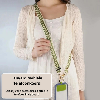 Zwart met witte lanyard mobiele telefoonkoord