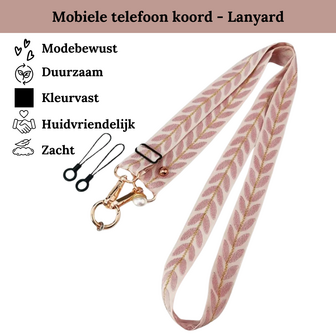 Roze met wit lanyard mobiele telefoonkoord