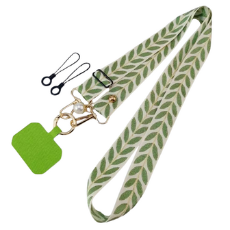 Groen met wit lanyard mobiele telefoonkoord