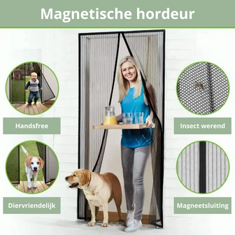 Deurhor Tegen Muggen En Vliegen - Magnetische Klamboe Deur - Zomergordijn Insecten - Sluit Automatisch - Zwart - 100x210cm