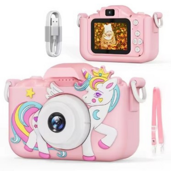 Kindercamera - Camera Voor Kinderen - Kinder Fotocamera - Speelgoedcamera -1080p HD - Roze Unicorn