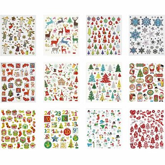 Stickerboek, kerstmis, 15x16,5 cm, 1x12vel