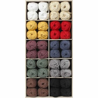 Textielgaren, L: 45 m, diverse kleuren, 100 bol