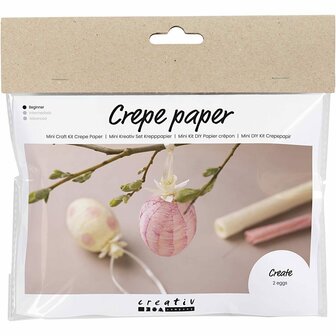 Mini Hobbyset Cr&ecirc;pepapier, Eieren, lichtroze, lichtgeel, 1 doos