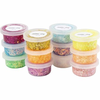 Glitter Clay, diverse kleuren, 72x20ml