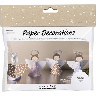 Mini Hobbyset Decoraties van Papier, Engelen, diverse kleuren, 1 doos